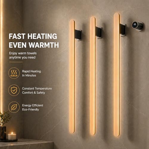 Bathroom Heated Towel Rack, Gray Towel Warmer, 3 Bars, 110V | Smart Touch Control, Wall Mounted, Concealed Hardwired, Stainless Steel, Dry Towels in Modern Bathrooms, Space-Saving Design - color: Gray-3 Bars