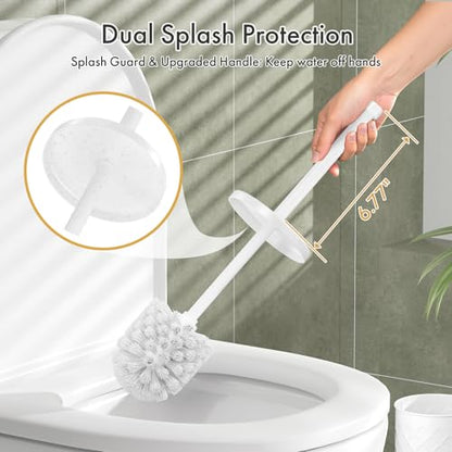 Toilet Bowl Brush and Holder Set 2 Pack with 4 Extra Brush Heads (White) | Extra Long Handle with Splash Guard Cover, Tool-Free Installation, Bathroom Space-Saving, Cleaner Sets for Apartments, RV - color: White