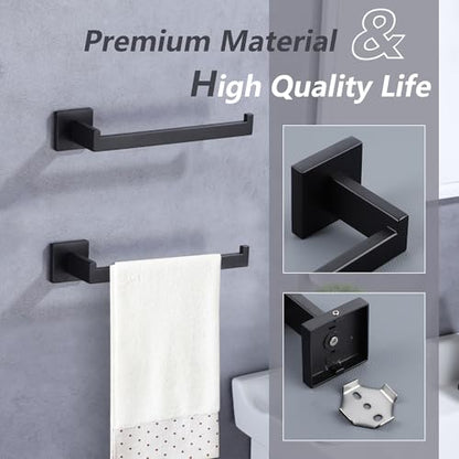 LANC Bathroom Hand Towel Holder Matte Black Hand Towel Bar 2 Pack 10 Inche Right Side Square Towel Ring for Kitchen Toilet Wall Mount Stainless Steel Modern Towel Rack Hanger,A8806MB-P2 - color: Matte Black, size: 2 Pack(Right Hand)