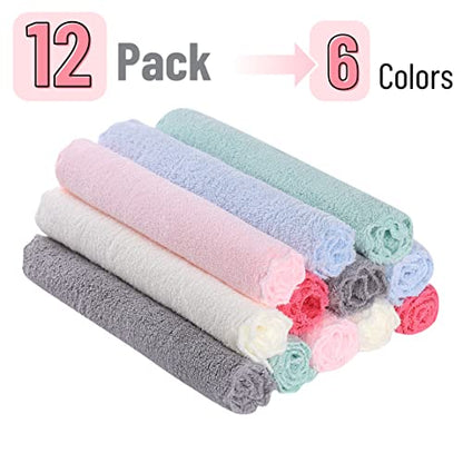 Slick- Baby Washcloths, 12 Pack, 10"x10", Microfiber Coral Fleece Baby Towels, Soft & Highly Absorbent Wash Cloths for Newborns, Infants and Toddlers, Gentle on Delicate Skin for Face, Hands and Body