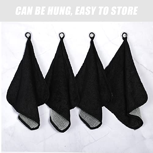 Tudomro 10 Pcs Exfoliating Washcloths Double Sided Man Wash Cloths Body Face Exfoliating Scrub Cloths for Shower Men Women(10 x 10 Inch,Black) - color: Black, size: 10 x 10 Inch
