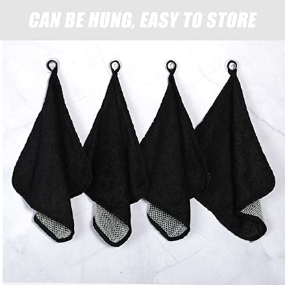 Tudomro 10 Pcs Exfoliating Washcloths Double Sided Man Wash Cloths Body Face Exfoliating Scrub Cloths for Shower Men Women(10 x 10 Inch,Black) - color: Black, size: 10 x 10 Inch