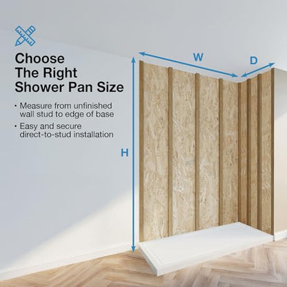 OVE Decors 36x36" Shower Base Center Drain, White - size: 36 x 36, style: Center Drain