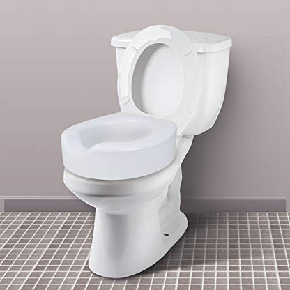 Carex Toilet Seat Riser with Quick-Lock, Raised Plastic Toilet Seat Adds 4” of Height - Fits Most Standard Round & Elongated Toilets, 300 Pound Weight Capacity, Slip-Resistant