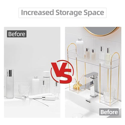 YCIA&DONE Bathroom Countertop Organizer Over the Faucet, Narrow Counter Organizers Above Sink, Table Mounted Shelf for Kitchen, Toilet, Laundry(White Clear) - color: White Clear