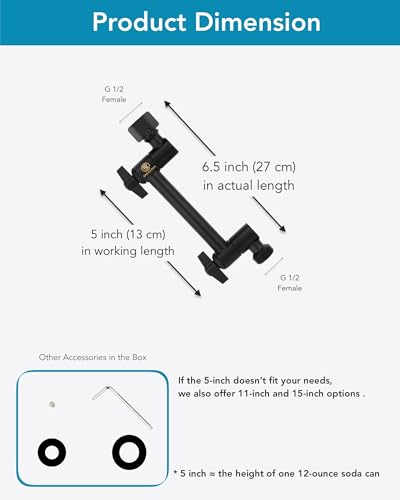 5 Inch Adjustable Shower Head Extension Arm With Locking Set Screw, Singing Rain Metal Matte Black Angle Height Adjustable, Easy To Install, G1/2 Universal Connector Compatible (Matte Black Finish) - color: 3. Matte Black, style: 5 inch