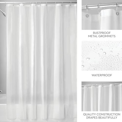 iDesign EVA Plastic Shower Curtain Liner, Mold and Mildew Resistant Plastic Shower Curtain for use Alone or With Fabric Curtain, 54 x 78 Inches, Frost | 54" x 78", 12 Metal Grommets - color: Frost, style: 54-Inch by 78-Inch