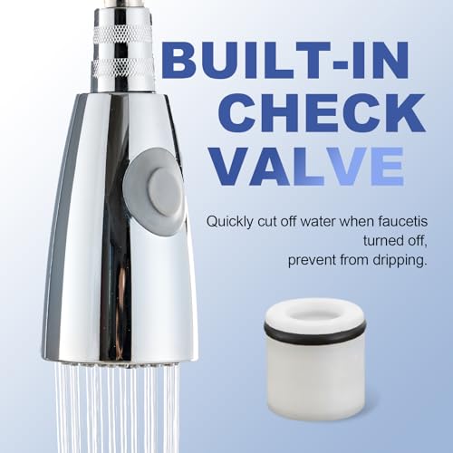 Pull Down Kitchen Faucet Sprayer Head Replacement, G1/2 (13/16" Male Thread) Pull Out Sink Spray Nozzle, 2-Mode Stream & Spray Tap Hose Spout Only, Chrome Finish - color: Dual Switch Spray Head - Chrome