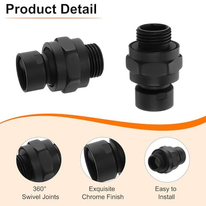 uxcell 2 Pcs Shower Head Swivel Adapter Solid Brass Adjustable Shower Arm Extension Connector Universal Shower Component Connector with PTFE Tape and Gasket for Shower System (Black) - color: Black