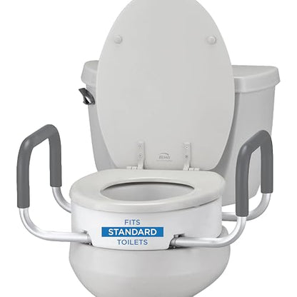 NOVA Raised Toilet Seat with Handles for Seniors – Standard Toilet Riser with Safety Grab Bars, Elevated Toilet Seat for Elderly, Disabled & Post-Surgery Support - Standard Toilet - style: Standard