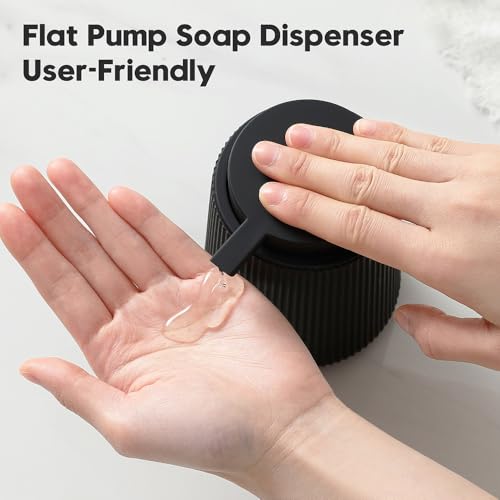 YAUKPH Striped Liquid Hand Soap Dispenser Black | with Leak-Proof Pump for Bathroom and Kitchen Countertop 11oz - color: Black, size: Liquid Dispenser
