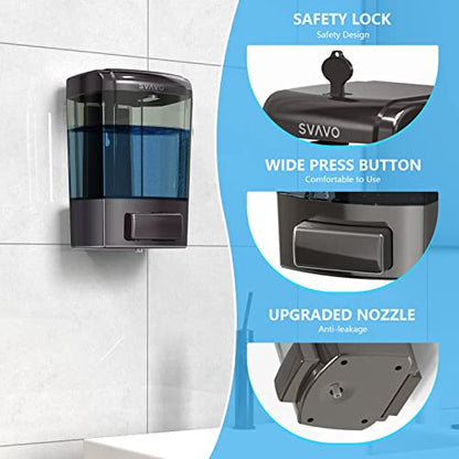 SVAVO Wall Mounted Soap Dispenser Kitchen Bathroom Manual Soap Dispenser Refillable Hand soap Dispenser for Liquid Contianers Shampoo Gel Chamber for Household Commerical 23.7oz (700ml) ABS - color: Dark Gun