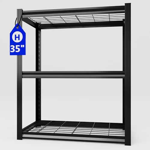 Heavy Duty 3-Shelf Utility Storage Rack, Total 2000 lbs Load Adjustable Garage Organizer Shelves, Multipurpose Industrial Storage Unit for Closet, Pantry, Kitchen & Warehouse 24" W×16" D - size: 24Wx16Dx35H