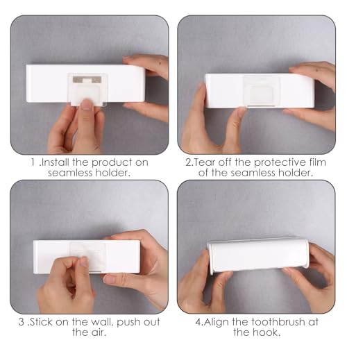 6 Slots Wall Mount Toothbrush Holder with Cover, Self Adhesive Toothbrush Storage Organizer for Shower, Toothbrush Hanger for Bathroom, Medicine Cabinet, Dorm - size: 1 Pack
