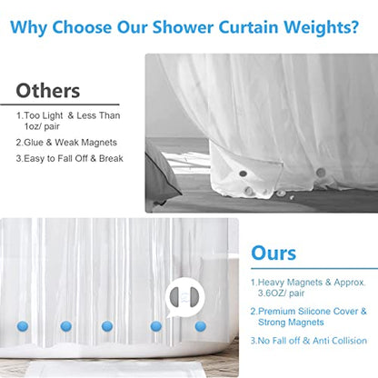 VANZAVANZU 5 Pairs Shower Curtain Weights, Silicone Wrapped Magnets, Heavy Duty Magnets Prevent Curtain Liner from Blowing, Rust-Free, Sea Blue - color: Sea Blue, size: 1.2"W x 1.2"L (Pack of 5)