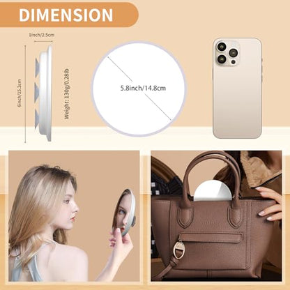 20X Magnifying Mirror with 3 Suction Cups, Large 6inch Magnified 20X Travel Round Makeup Make up High Magnification Mirror with Tweezers Sets - color: 20x -Pink