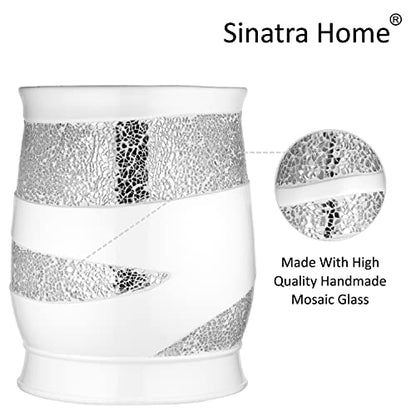 Popular Bath Sinatra Modern Bath Waste Basket Modern Classic Contemporary Decorative Beautiful Designs Bathroom Decor for Home Luxury Bath, White - size: Waste Basket