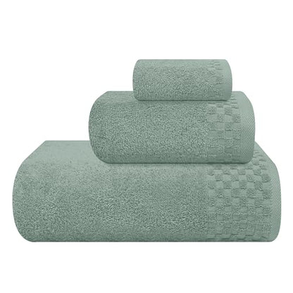 MyOwn Ultra Soft 3 Pack Cotton Towel Set, Contains a Bath Towels 28x55 inch, a Hand Towels 16x24 inch & a Wash Coths 12x12 inch, Ideal Everyday use, Compact & Lightweight - Jade - color: Jade, size: 3 Pack Set