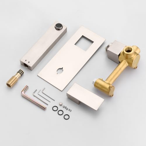 SUMERAIN Brushed Nickel Bathroom Sink Faucet Wall Mount | Rough-in Valve Included, Left-Handed, Single Handle - color: Brushed Nickel, size: Left-Handed