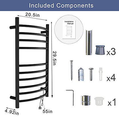 Towel Warmer with Timer, Heated Towel Rack, Wall Mounted hot Towel Warmer for Bathroom, Hardwired or Plug-in Models