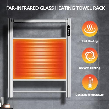 2 in 1 Towel Warmer Rack & Towel Rack Wall, Towel Warmers for Bathroom Wall – Timer & Temperature Multi-Level Adjustments with for Bathroom Shower Hot Tub (Silvery) - color: Silvery