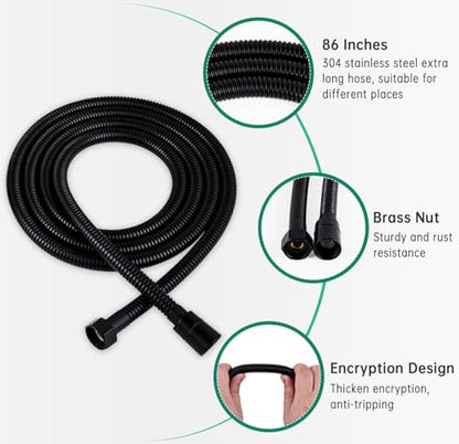 Shower Enema Kit with Water Control Valve for Men and Women | with Water Control Valve, 86 Inches Extra Long Hose, Smooth Metal Nozzles, Built to Last, Easy to Setup, for Colon cleansing - size: 86 Inch Hose