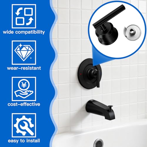 All Metal Replacement for Moen Tub/Shower Lever Handle, Compatible with Moen Posi Temp Shower Handle and for Cartridge,Single Handle Faucets for Adjust Water Volume and Temperature,Retro Black - color: Retro Black