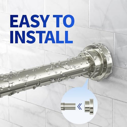 Mcrbeay Shower Curtain Rod, 1" Diameter Heavy Duty Tension Shower Rod, Non Slip Adjustable 28-46 inch No Drilling Shower Curtain Rods Spring Tension For Bathroom, Shower Stall, No Rust, Nickel - color: Brushed Nickel, size: 28-46 Inches