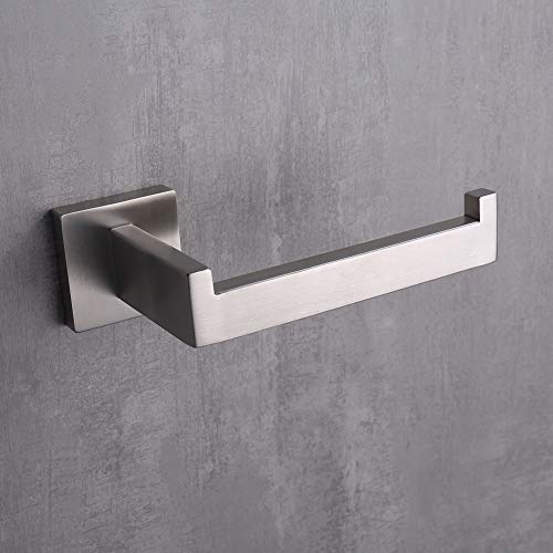 TASTOS Toilet Paper Holder Brushed Nickel 2 Pack, Toilet Tissue Roll Holders Dispenser and Hangers Wall Mounted for Bathroom & Kitchen, Stainless Steel Modern Square Style (Silver) - color: Brushed, size: Square (2 pack)