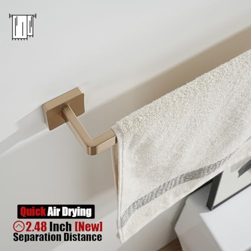 JQK Champagne Bronze Towel Bar, 16 Inch 304 Stainless Steel Thicken 0.8mm Towel Rack Bathroom, Towel Holder Wall Mount, Total Length 18.41 Inch, TB250L16-CB - color: Champagne Bronze, size: 16.41 Inch