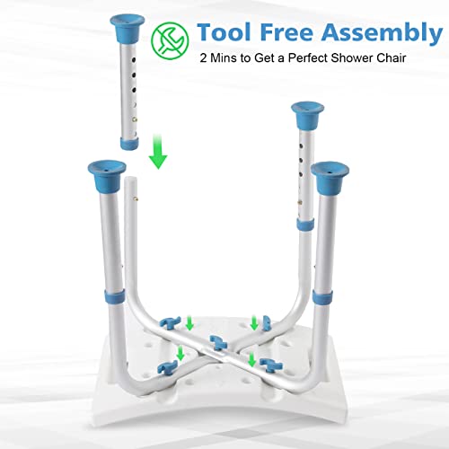 FSA/HSA Eligible Shower Chair for Inside Shower, Shower Stool for Insidetub, Tool-Free Assembly Shower Seat for Bathtub, Shower Bath Chairs for Seniors/Disabled by SOUHEILO