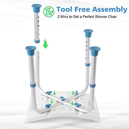 FSA/HSA Eligible Shower Chair for Inside Shower, Shower Stool for Insidetub, Tool-Free Assembly Shower Seat for Bathtub, Shower Bath Chairs for Seniors/Disabled by SOUHEILO