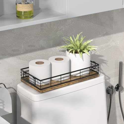 Toilet Paper Basket 2 Pack, 13 Inch Toilet Tank Basket with Handles, Rusty | 2PCS Bathroom Basket, Back of Toilet Basket, Toilet Tank Tray Toilet Organizer for Toilet Paper Storage Toiletries Essentials - color: Rusty