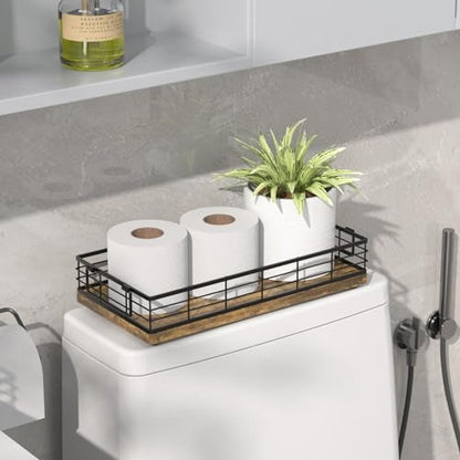 Toilet Paper Basket 2 Pack, 13 Inch Toilet Tank Basket with Handles, Rusty | 2PCS Bathroom Basket, Back of Toilet Basket, Toilet Tank Tray Toilet Organizer for Toilet Paper Storage Toiletries Essentials - color: Rusty