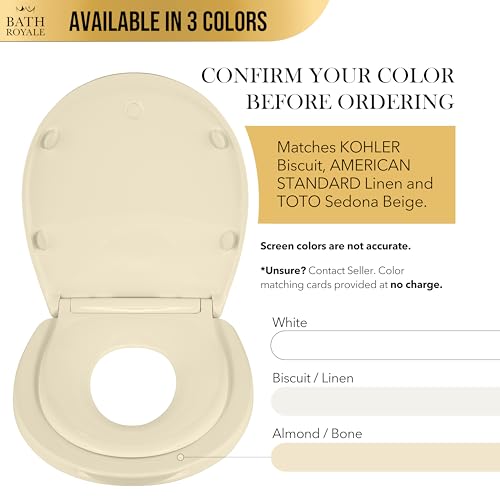 BATH ROYALE Potty Training Seat - Soft Close, Kingsport BR720-02, Round Almond/Bone, Adult/Child Combo - color: Almond/Bone, size: Round