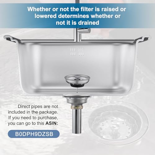 ZM Kitchen Sink Basket Strainer with Stopper, 3-1/2” Drain - style: Standard