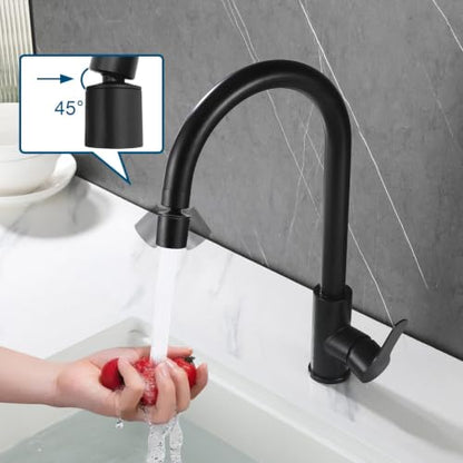 Swivel faucet aerator, 360° Swivel Kitchen Faucet Aerator, Dual-function 2-Flow Sprayer Faucet Head Replacement Kitchen Sink Faucet 55/64 inch Female Thread Faucet Extender (Matte Black) - color: Matte Black
