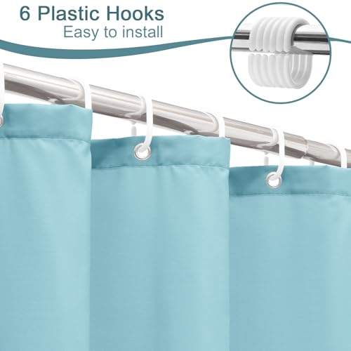 AooHome Stall Size 36x72 Inch Shower Curtiain Liner, Durable Fabric Solid Blue Bathroom Curtain with Hooks, Weigthed Hem, Waterproof - color: Blue, size: 36"W x 72"L (Pack of 1)