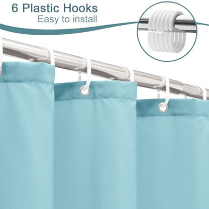 AooHome Stall Size 36x72 Inch Shower Curtiain Liner, Durable Fabric Solid Blue Bathroom Curtain with Hooks, Weigthed Hem, Waterproof - color: Blue, size: 36"W x 72"L (Pack of 1)