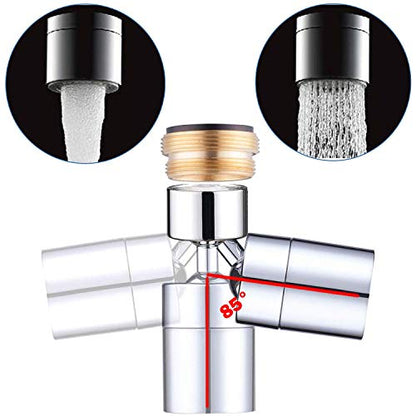 TOTOMO Kitchen Sink Faucet Aerator (Solid Brass) 2 Spray-Mode (Shower&Bubble Stream) 360° Swivel Booster Sprayer Adapter Water Saving Head Attachment Replacement - Brushed Nickel/Big Angle Swiveling - color: Faucet Aerator 85° Angle - Brushed Nickel