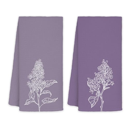 JINYO Minimalist Purple Floral Hand Towels for Bathroom, Neutral Botanical Decorative Towels for Kitchen Spa Guest Bathroom Decor, Wildflower Decor Dish Tea Towels, 16x24 Inch Set of 2 - color: Minimalist Floral Towels-14