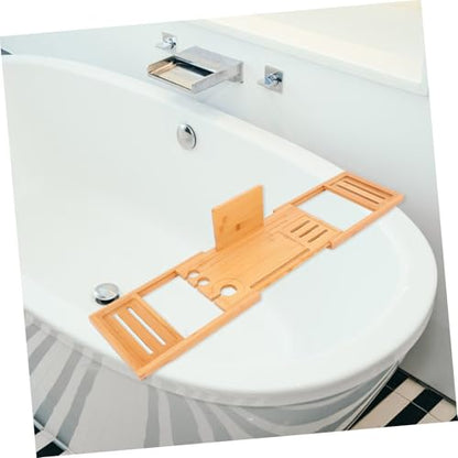 Bamboo Bathtub Tray Expandable Spa Bath Organizer Nonslip Bathroom Tub Holder for Soap Shampoo