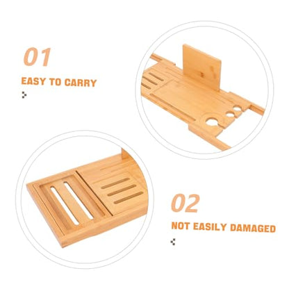 Bamboo Bathtub Tray Expandable Spa Bath Organizer Nonslip Bathroom Tub Holder for Soap Shampoo
