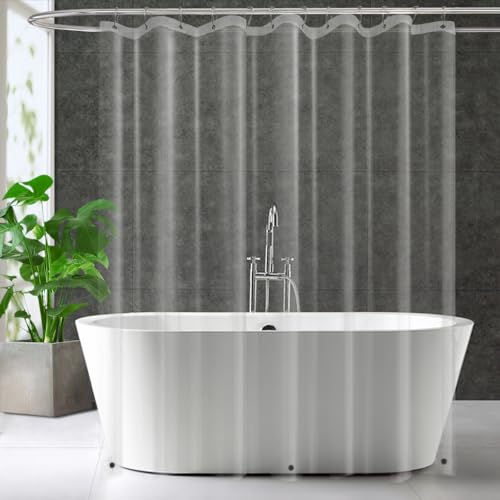 ZEMAHOME Extra Long Narrow Clear Plastic Shower Curtain Liner - Lightweight 54" x 79" Transparent Bathroom Shower Showroom Curtain Liner with Rustproof Metal Gromments and Weighted Magnet - color: A01-clear, size: 54"W x 79"L (Pack of 1)