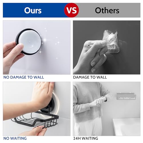 Soap Holder,Shower Soap Dish,Suction Cup,Stainless Steel,Black | bar soap holder,storage soap & sponge for bathroom,bathtub,shower,kitchen,sink,wall mounted,no drilling removable waterproof - color: Light Black-1 Tier