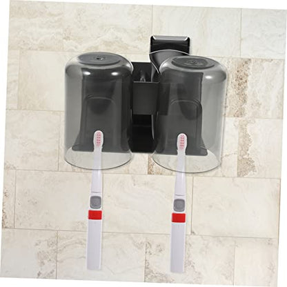 IMIKEYA 1set Nail Wall Mount Toothbrush Holder with Double Cups for Couples Easy Installation Space-Saving Bathroom Organizer for Toothbrushes and Sundries Suitable for Smooth
