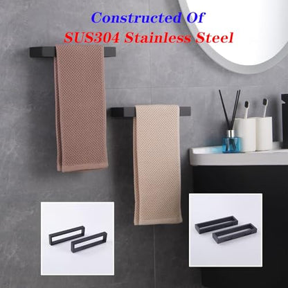 GERZWY Modern Black Towel Holder Stainless Steel Towel Ring for Bathroom Lavatory Wall Mount Contemporary Style 2 Pack HG1716-2BK - color: Black