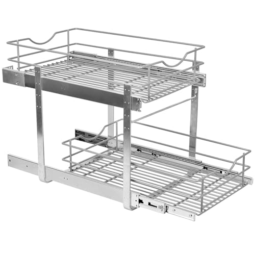 2 Tier Pull Out Cabinet Organizer,(14½"W x 22" D) Soft Close Slide Out Drawer For Kitchen Base Cabinet, Individual Pull Out Shelf, Roll Out Pantry Organization, 22 Inch Deep - size: 2 Tier(14½"W x 22"D)