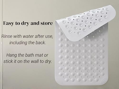 Bathtub Mat Non Slip, Shower Mats with Suction Cup and Drain Holes, Showers Floor Bath Mats for Tub, Drainage Hole Bath Tub Mat for Bathroom (27.6" × 15", Light Grey) - color: Light Grey
