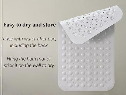 Bathtub Mat Non Slip, Shower Mats with Suction Cup and Drain Holes, Showers Floor Bath Mats for Tub, Drainage Hole Bath Tub Mat for Bathroom (27.6" × 15", Light Grey) - color: Light Grey